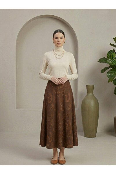 aytenli Φούστα με σχέδιο σάλι σε στυλ Μποέμ με ντραπέ εφέ και σχέδιο Mevlana