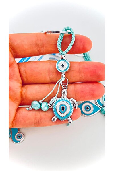 Cassime Ασημένιο μπρελόκ με σχέδιο μάτι του διαβόλου σε τιρκουάζ χρώμα