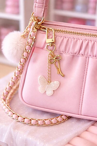 MİRAZ TASARIM Y2K Στολίδι τσάντας με γούρι πεταλούδας, λαμπερό φιόγκο πεταλού...