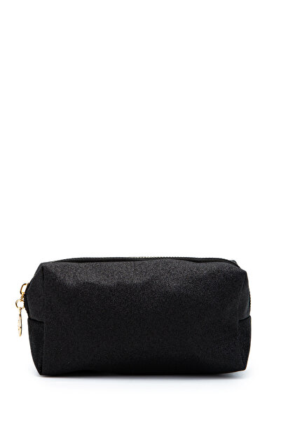 minebag ZC257 Υφασμάτινη Γυναικεία Τσάντα Μακιγιάζ Ασημί Μαύρο