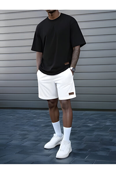 EFFRENATU Oversize Black Shorts and T-Shirt Set - Cotton Relaxed Fit