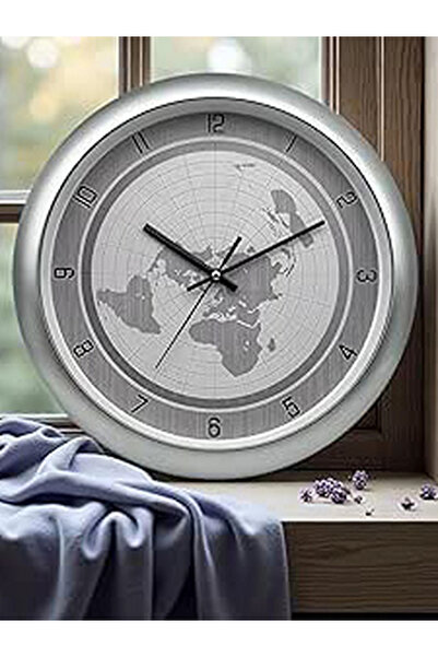 Orchid By Styli World Map Wall Clock 36 Cm Silver