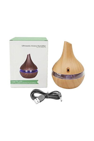 Generic مرطب هواء بتصميم خشبي سعة 300 مل، ناشر رذاذ بارد يعمل بـ USB، هادئ لل...