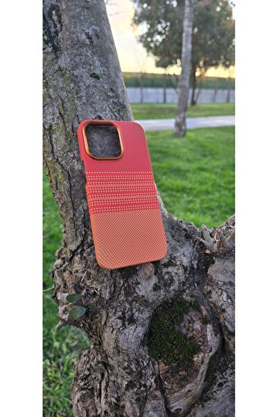 F CASE iPhone 14 Pro Max Uyumlu Magsafe Hafif Karbon Turuncu Renkli Kaplama K...