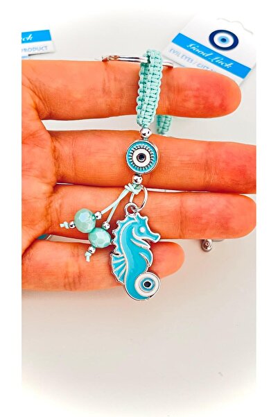 Cassime Ασημένιο μπρελόκ με σχέδιο μάτι του Τυρκουάζ Ιπποειδούς Θάλασσας