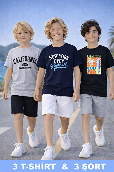 twins tailors Παιδικό σετ 3 τεμαχίων από βαμβακερό χτενισμένο βαμβάκι με στάμ...