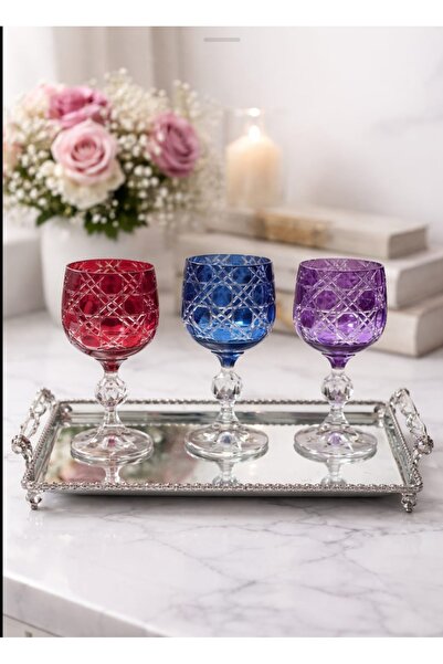 English Home Lunıes cam 3'lü bardak 150 ml renkli kahve yanı bardak