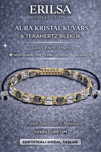Erilsa Certified Aura Crystal Quartz Bracelet - 5 mm Cube Cut Terahertz Natur...