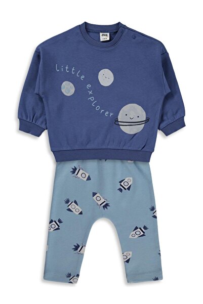 Civil Baby Gezgen Baskı 6-18 Ay Takım - Mavi