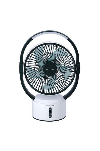 KRYPTON Rechargeable Table Fan With 12-Piece Bright LED Light