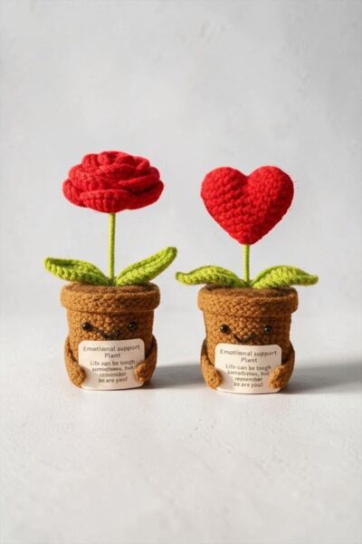 Bereketli Store Σετ πλεκτών ειδών με κόκκινη καρδιά και τριαντάφυλλο |   2 Χε...