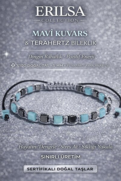 Erilsa Certified Blue Quartz Bracelet - 5 mm Cube Cut Terahertz Natural Stone...