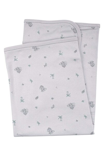 bebegen Unisex Gray Koala Patterned Organic Combed Cotton Blanket