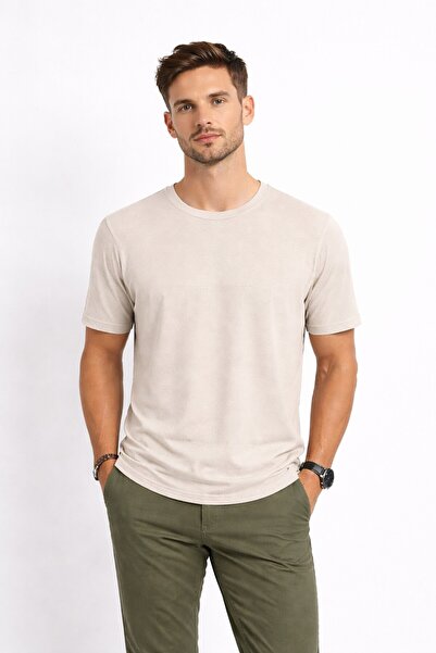 Cazador Ανδρικό μπλουζάκι με λαιμόκοψη ποδηλάτου και σχέδιο 44420 Sand