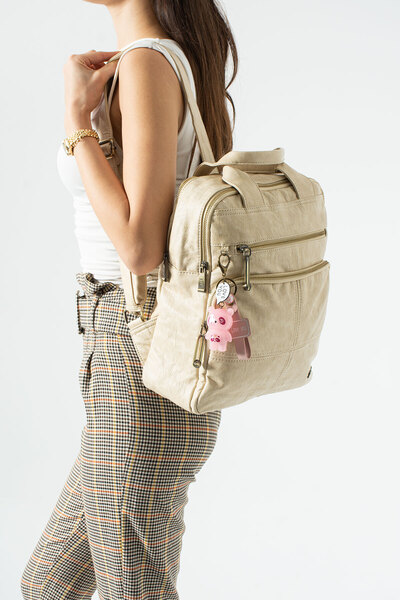 KIRASE 571 Εισαγόμενο δερμάτινο σακίδιο πλάτης με λεπτομέρεια γοητείας, πολλέ...