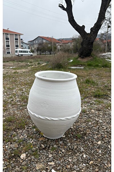 TASARIMCOLLECTİON 45x45 beyaz dekoratif kil saksı