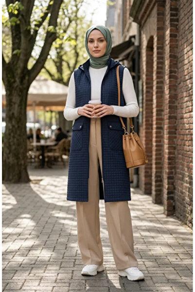 sefamerve Γιλέκο με κουκούλα και φερμουάρ 71309-02 Ναυτικό μπλε