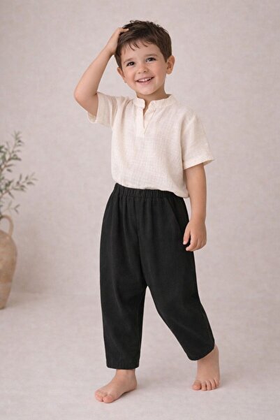 Montisu Σετ αγορίστικο μουσελίνα σαλβάρι – 100% βαμβακερό καλοκαιρινό σετ pre...