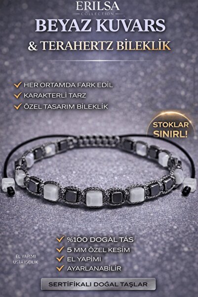 Erilsa Certified White Quartz Bracelet - 5 mm Cube Cut Terahertz Natural Ston...