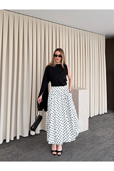 Laluvia Екрю миди пола тип балон на точки - 8014