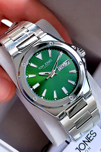 Tom Jones ساعة يد رجالية فاخرة بسوار فولاذي وآلية يابانية أنيقة مع صندوق خاص ...