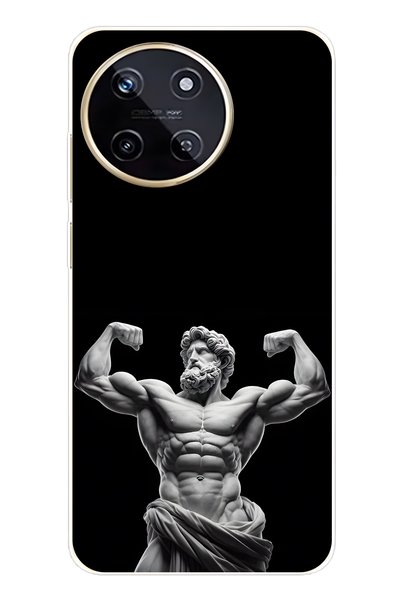 FLAMENKO حافظة هاتف شفافة متوافقة مع Realme 11 4G بنمط تمثال قديم على شكل إله...