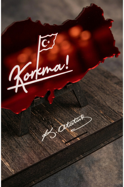 Işıl Concept Korkma Yazılı Türkiye Haritası Dekoru - Atatürk İmzalı Özel Kutu...