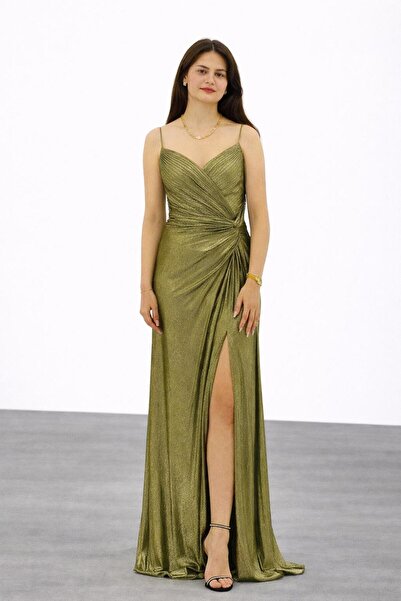 centilmen For Costume Slit Detailed Evening Dress 10032