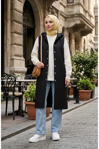 sefamerve Καπιτονέ Γιλέκο με Κουμπιά 71314-04 Μαύρο