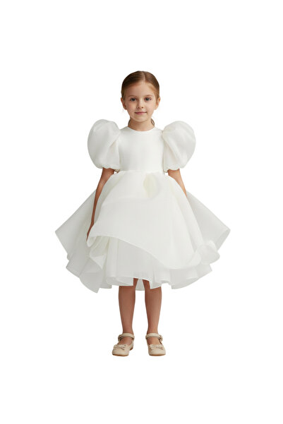 ddaniela D' Daniela - Puff Sleeve Dress - White - 1Y to 10Y
