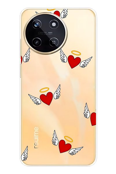 FLAMENKO Realme 11 4g Compatible Angel Heart Pattern Transparent Phone Case