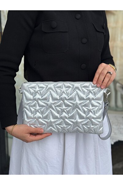 efnanstore Τσαντάκι clutch - Ασημί - Ψεύτικο δέρμα