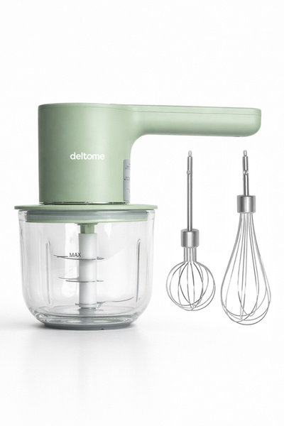 Deltome PulseMix 2'si Bir Arada Doğrayıcı ve Çırpıcı Şarjlı El Mikseri, Yeşil...