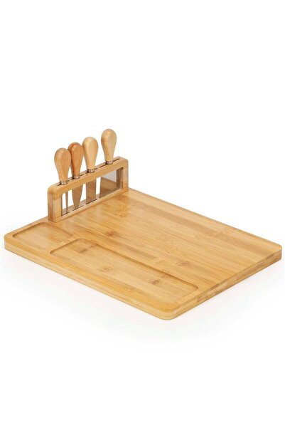 Stef's Cat Cheese Serving Top Bottom Set with Bamboo Platter and Accessories,...