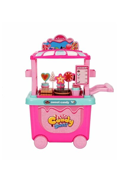 Genel Markalar Tekerlekli Şeker Arabalı Dükkan Oyun Seti Sweet Candy Shop Şek...