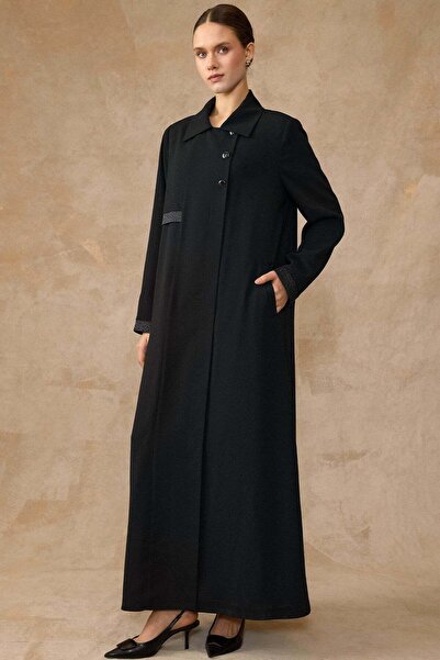 Olcay Παλτό με λεπτομέρειες από πέτρα και σατέν, με επένδυση, σε μεγάλο μέγεθ...