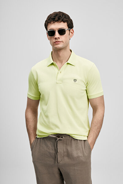 Lufian Ανδρικό μπλουζάκι πόλο Laon Smart σε ανοιχτό κίτρινο χρώμα