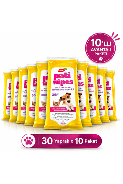 Flexi Pati Evcil Hayvan Temizleme Mendili 30 Yaprak x 10 Paket Kedi Köpek Isl...