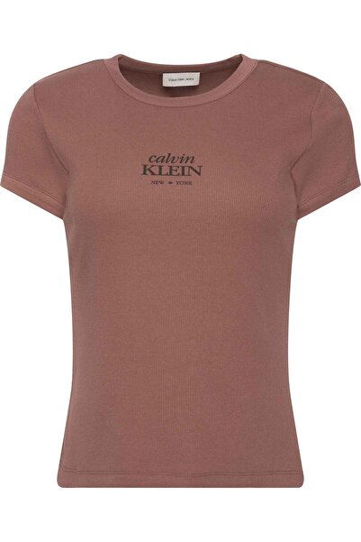 Calvin Klein Women's Brand Logo Casual Suitable for Daily Use Dusty Rose T-Sh...