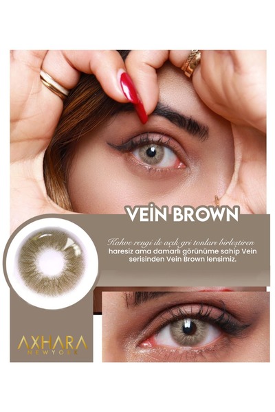 Axhara Newyork Vein Brown Ela Renkli Göz Kirpik Lens Yıllık Kullanım