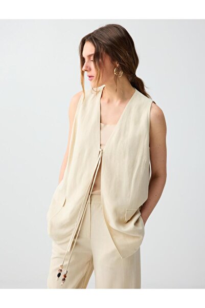 Jimmy Key Υφαντό γιλέκο από μείγμα πέτρινου λινού με ίσια κοπή