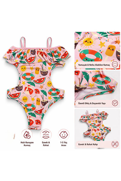 canmana kids&baby Βρεφικό μαγιό για κορίτσια με βολάν, χαριτωμένο σχέδιο, ελα...