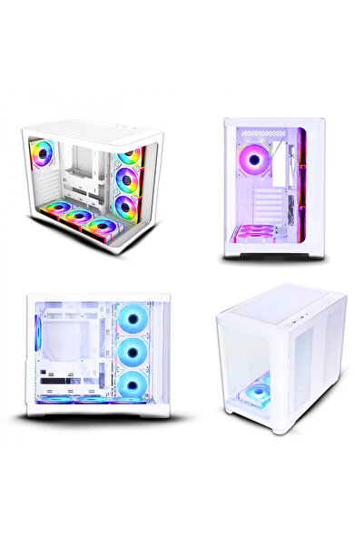 Power Boost Kasa PB-SS02W Sea View USB 3.0, ATX 7 x ARGB Fanlı Beyaz Kasa (Ps...