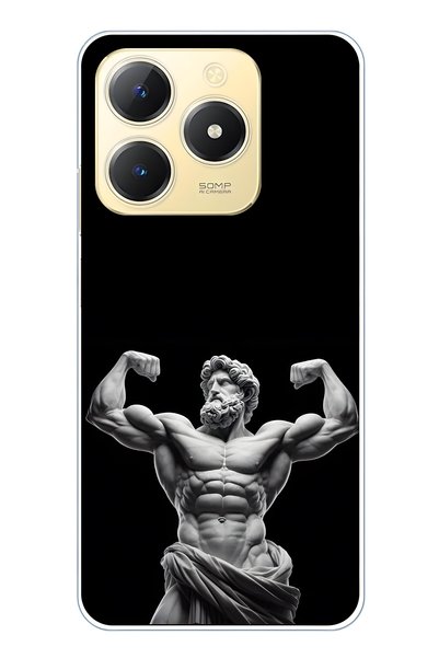 FLAMENKO حافظة هاتف شفافة متوافقة مع Realme C61 / C63 بتصميم تمثال قديم على ش...