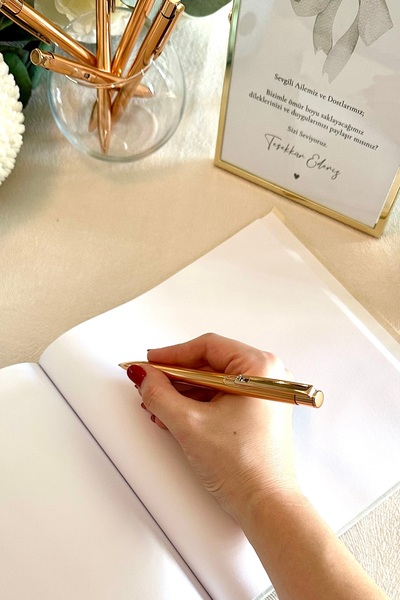 Norm Design Kalem, Düğün ve Nikah Kalemi, Metal Rose Gold Tükenmez Kalem