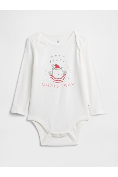 GAP Bebek Beyaz Grafik Desenli Bodysuit