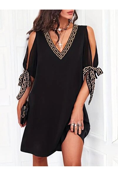 Wear Up Γυναικείο κοντομάνικο φόρεμα με λαιμόκοψη V και κοντό τελείωμα