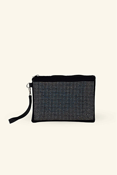 birizmoda Γυναικεία τσάντα Clutch & Portfolio από ασημί πέτρα και σουέντ