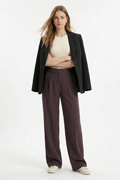 Rays Παντελόνι Παλάτσο Πλισέ σε χρώμα Δαμασκηνί 3871