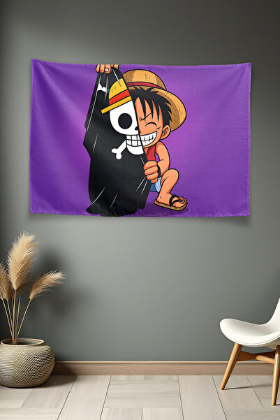 Vagonik One Piece Λούφι με Ψάθινο Καπέλο και Σημαία Πειρατών